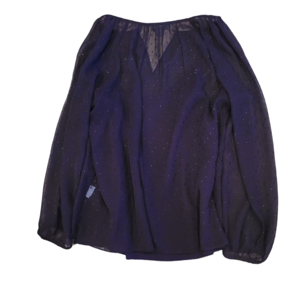 Point Sur For J. Crew Pin Dot Purple Popover Chiffon Blouse - Picture 3 of 4